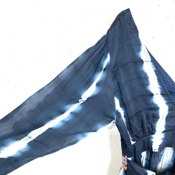 Anthropologie Verb Pallavi Singhee Beaded Tie Dye Mini Dress Blue Lyocell XSP - Picture 8 of 12